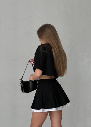 Костюм женский двойка (юбка-шорты+пиджак) из вельвета 42-48 черный, бежевый, графит...