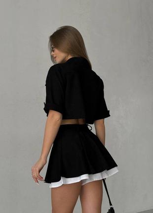 Костюм женский двойка (юбка-шорты+пиджак) из вельвета 42-48 черный, бежевый, графит...