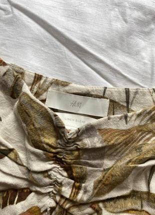 Блуза h&m с льном в составе, льняная, х пышными, рукавами фонариками, буфами, объемными, летняя, натуральная ткань обмен3 фото