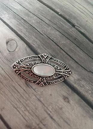 Брошь винтаж сплав перламутр