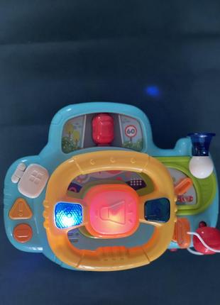 Музыкальная игрушка детский руль с ремнями крепления, свет, звук 840