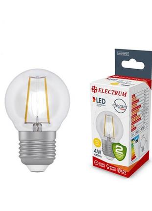 Лампа світлодіодна куля-ретро electrum filament 4w e27 2900 k (a-lb-0412)