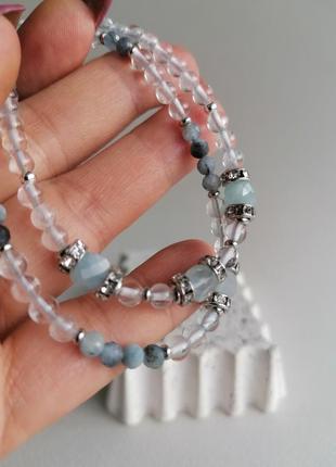 Чокер и браслеты из натуральных камней сапфир гранат цитрин янтарь изумруд рубин