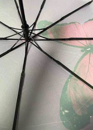 Зонт женский автомат rain flowers c принтом бабочка 9 спиц двойной анти-ветер3 фото