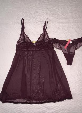 Пеньюар, нижняя рубашка, ночная рубашка/платье, трусы, комплект1 фото