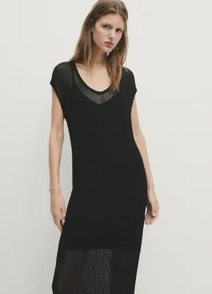 Ажурное платье миди с коротким рукавом massimo dutti 6618/102