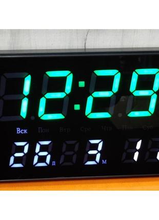 Настільний годинник 2508 з підсвіткою, мережевий годинник із будильником, годинник на стіну з термометром 9078