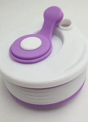 Чашка силиконовая silicon magic cup, складной стакан с герметичной крышкой и поилкой, фиолетовый5 фото