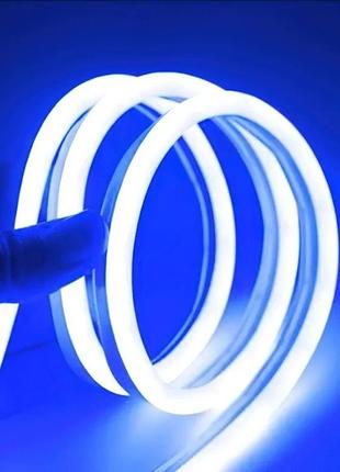 Гибкая неоновая лента led neon 0740 5m blue 12v-220v, силиконовая неоновая лента на потолок синяя