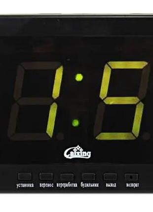 Cетевые настольные часы caixing cx-2159, с зеленой подсветкой и с будильником
