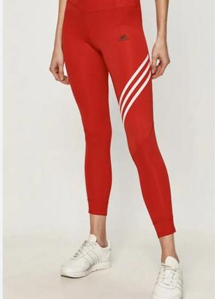 Красные гладкие леггинсы с полосами adidas performance (оригинал)