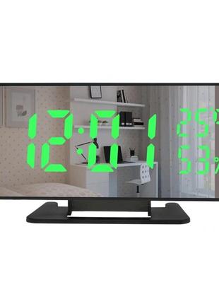 Настільний led-годинник із будильником, термометром і датчиком вологості vst-888y, дзеркальний2 фото
