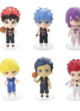 Чібі баскетбол фігурки аніме kuroko no basuke куроко, кагамі, аоміне, акаші, кісі, мурасакібара дитячі іграшки 6 шт./компл. 10см