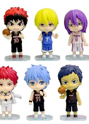 Чібі баскетбол фігурки аніме kuroko no basuke куроко, кагамі, аоміне, акаші, кісі, мурасакібара дитячі іграшки 6 шт./компл. 10см4 фото