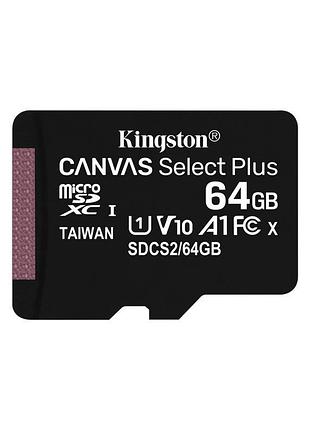 Карта пам`яті microsdxc 64gb uhs-i class 10 kingston canvas select plus r100mb/s (sdcs2/64gbsp)