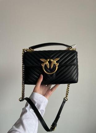 Сумка pinko mini classic lady love bag puff chevron black/gold4 фото