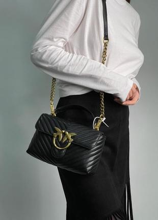 Сумка pinko mini classic lady love bag puff chevron black/gold