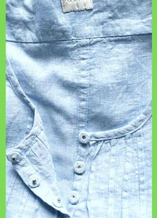 Блакитна блуза блузка сорочка 100% льон р.10 м, s poetry брітанія8 фото