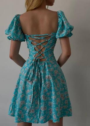 Сукня з завязками на спині 💕 сукня до коліна з квітковим принтом ❤️ плаття в квіти6 фото
