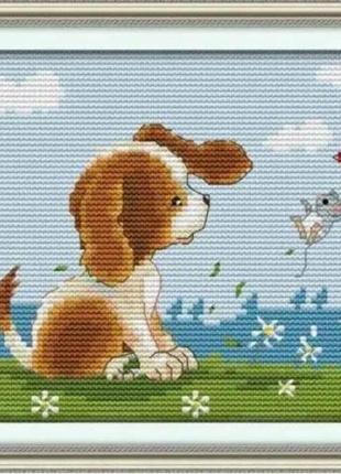 Набір для вишивання за нанесеною на канву схемою "good-bye, friend". aida 14ct printed, 22*17см