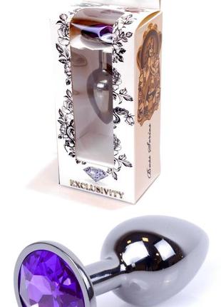 Анальний затор boss series - jewellery dark silver plug purple s, bs6400034