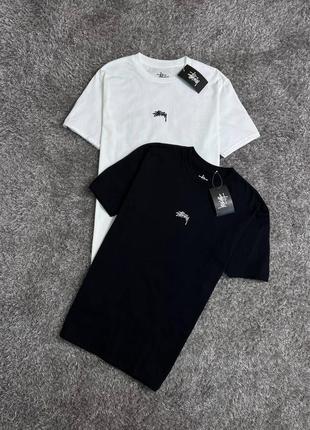 Футболки stussy centr logo t-shirt вышивка