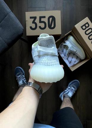 Adidas yeezy boost white&grey рефлектив4 фото