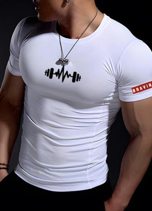 Спортивна футболка чоловіча гантель 5xl braving білий