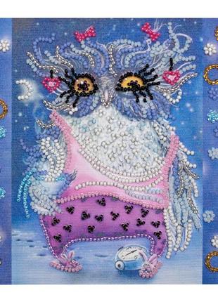 Набор для вышивки бисером "сова с будильником" am-102 15х15 см