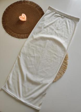 Белая юбка-миди в рубчик белая длинная юбка в рубчик