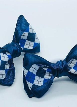 Школьные банты бант белый с синим банты для девочки синие банты школьные
