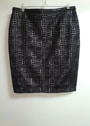 Спідниця олівець з люрексом в принт гусячу лапку