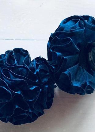 Школьные большие бантики на резиночках 9 см. темно - синего цвета