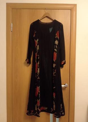 Чудесное комбинированное  платье расшито бисером, размер 10-129 фото