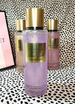Love spell shimmer - парфюмированный спрей (мист) для тела victoria’s secret с шиммером, 250 мл