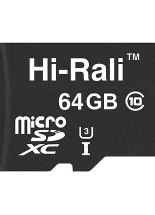 Карта пам`ятi microsdxc 64gb uhs-i/u3 class 10 hi-rali (hi-64gbsdu3cl10-00)