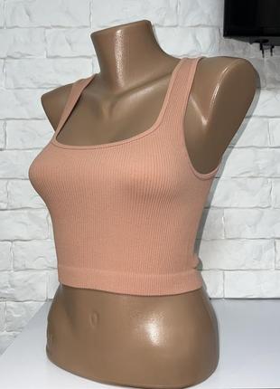Бесшовный оригинальный топ в рубчик zara
