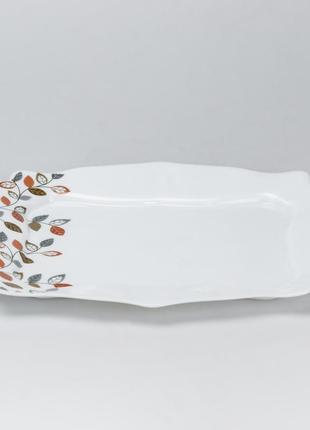 Столовий сервіз 26 квадратних керамічних тарілок білий з квітами4 фото