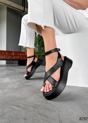 Босоножки женские черные натуральная кожа