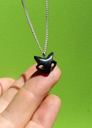 Кулон чорний котик. дерев'яний різьблений кулон котик.