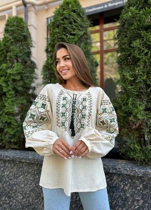 Колоритна блуза вишиванка, українська вишиванка, етно сорочка з вишивкою