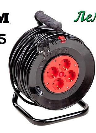 Удлинитель лемира 20м 3х2,5мм с заземлением на катушке с 4-мя розетками у16-01