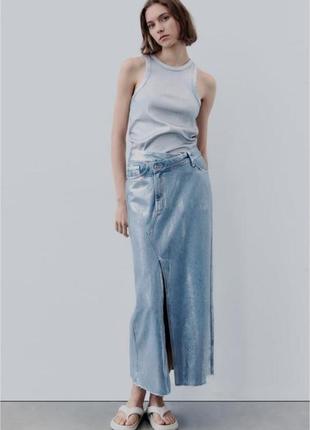 Хит года джинсовая юбка zara с напылением блестящая оригинал.