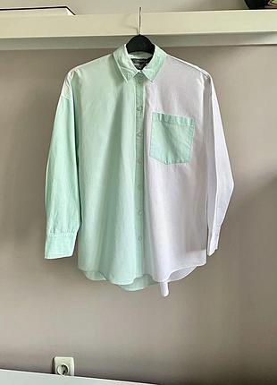 М’ятно-біла сорочка-оверсайз