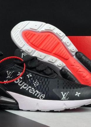 Чоловічі кросівки  nike air max 270 supreme x lv  чорні з білим