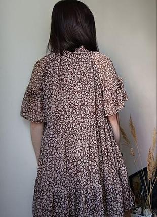 Коричневе плаття мінісукня розлітайка h&m, xs3 фото