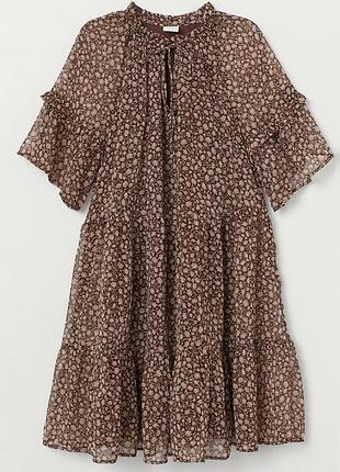 Коричневе плаття мінісукня розлітайка h&m, xs2 фото