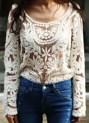 Ажурная изысканная блуза от select с вышивкой