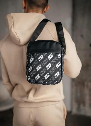 Барстека nike, мужская сумка через плечо, текстильная барсетка на три отделения, брендовая сумка