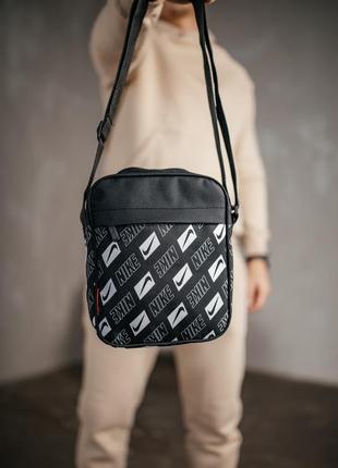 Барстека nike, мужская сумка через плечо, текстильная барсетка на три отделения, брендовая сумка6 фото
